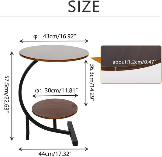 C-Shaped Side Table with Storage for Sofa & Bedroom