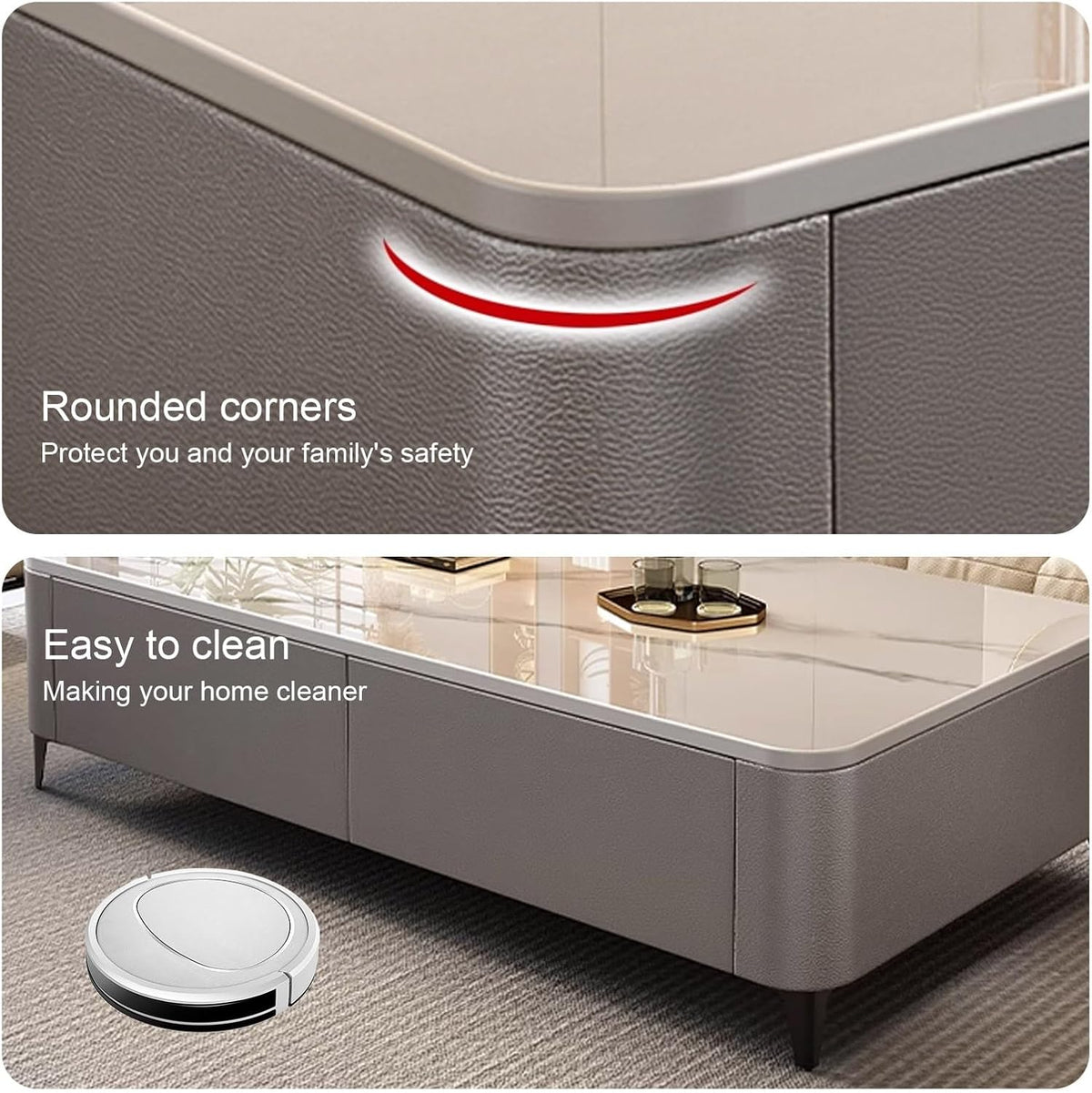 Modern Square Nightstand with Storage Drawers
