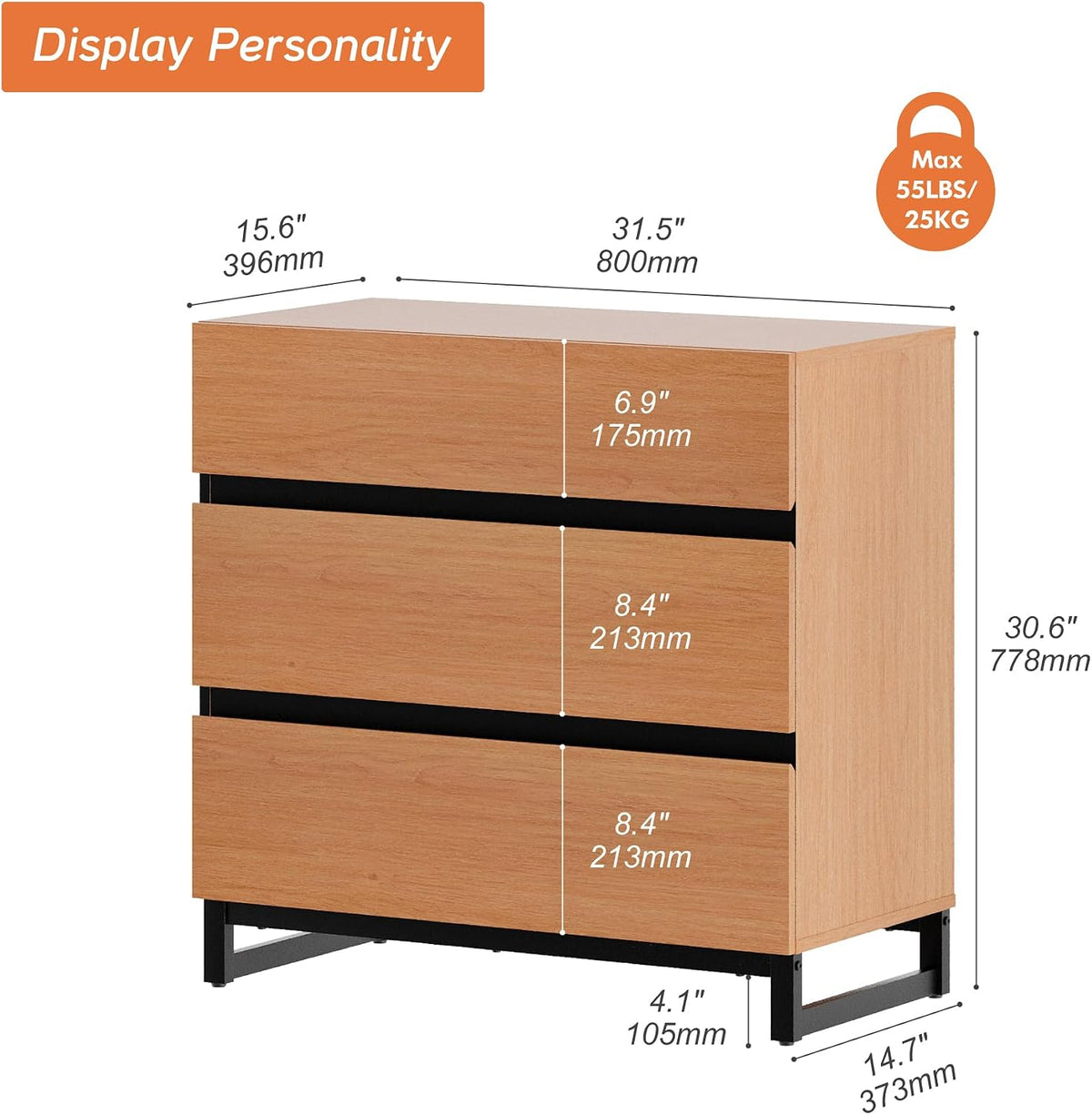 Modern Wooden Nightstand with Drawers for Bedroom