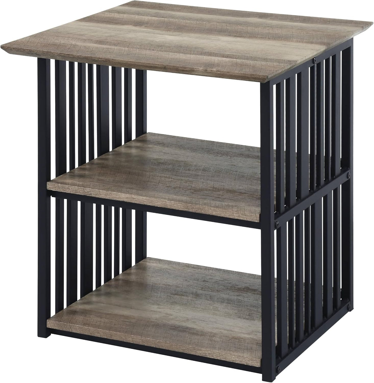 Industrial Nightstand with Open Shelves for Bedroom