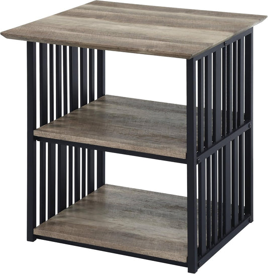Industrial Nightstand with Open Shelves for Bedroom