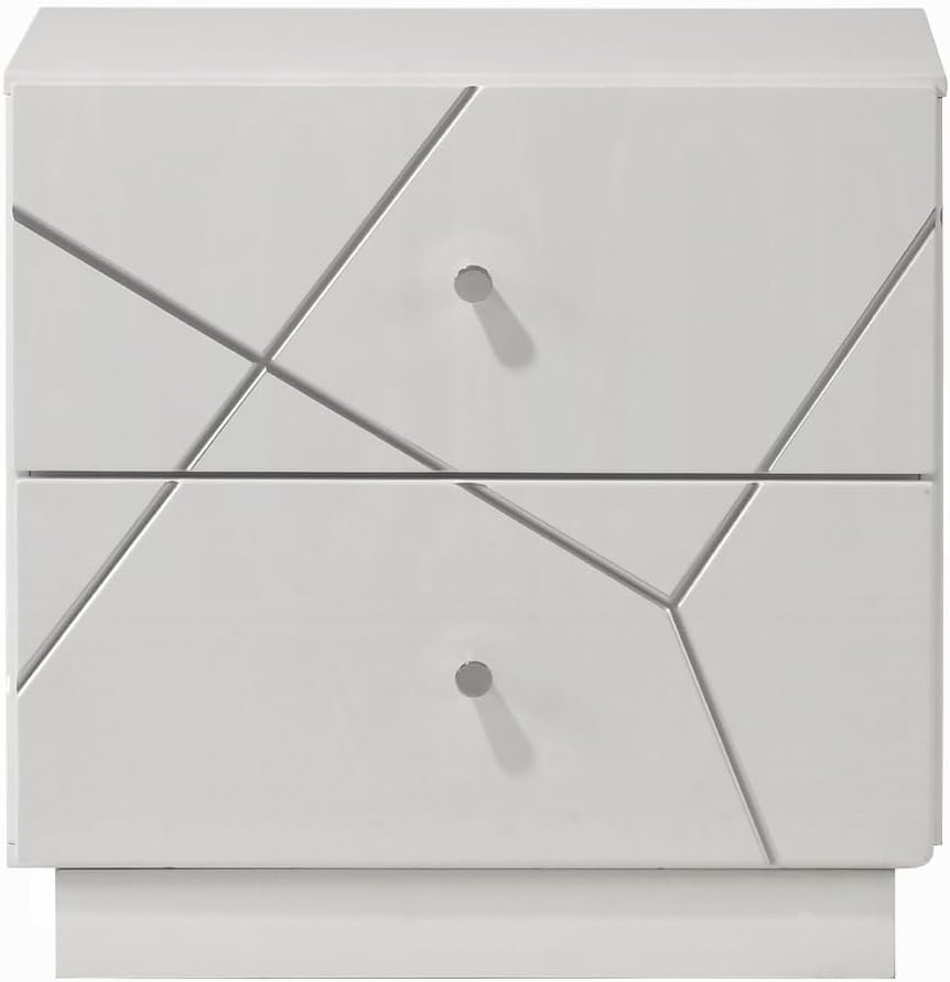 Modern Embossed Nightstand with Storage Drawers