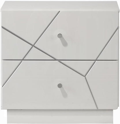 Modern Embossed Nightstand with Storage Drawers