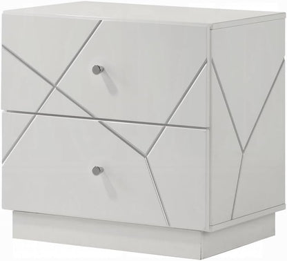 Modern Embossed Nightstand with Storage Drawers