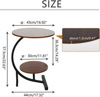 C-Shaped Side Table with Storage for Sofa & Bedroom