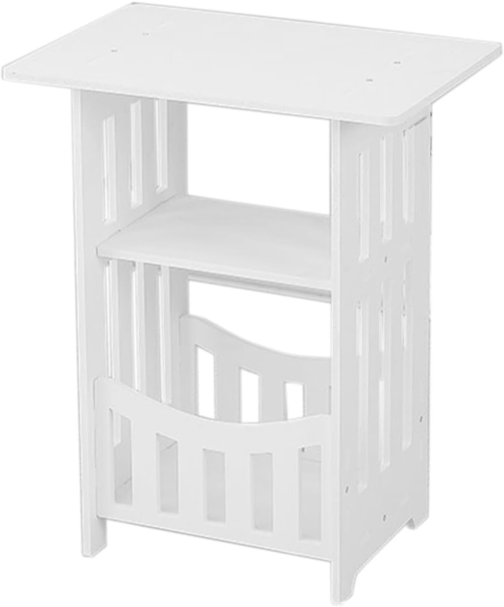 Modern White Nightstand with Storage for Bedroom