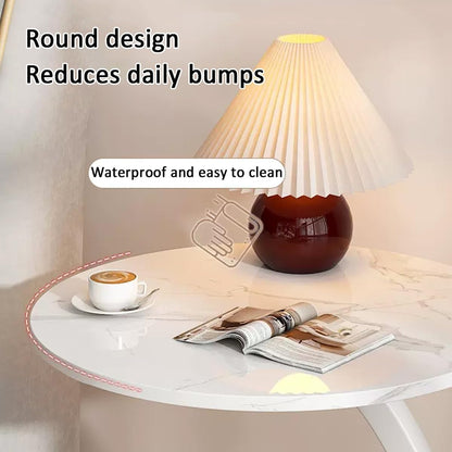 C-Shaped Side Table with Storage for Sofa & Bedroom