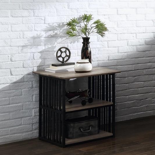Industrial Nightstand with Open Shelves for Bedroom