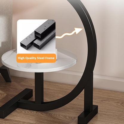 C-Shaped Side Table with Storage for Sofa & Bedroom