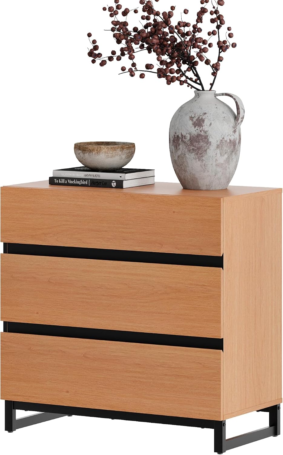 Modern Wooden Nightstand with Drawers for Bedroom