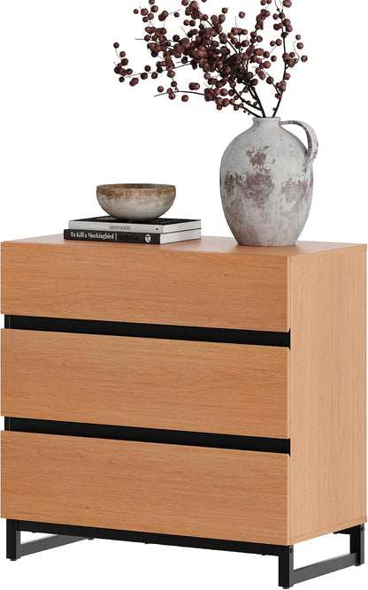Modern Wooden Nightstand with Drawers for Bedroom