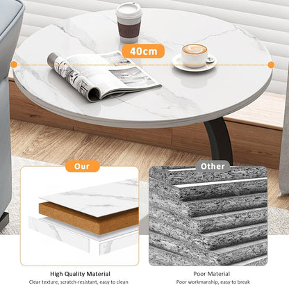 C-Shaped Side Table with Storage for Sofa & Bedroom
