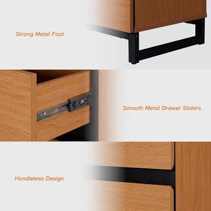 Modern Wooden Nightstand with Drawers for Bedroom
