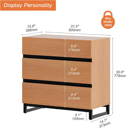 Modern Wooden Nightstand with Drawers for Bedroom