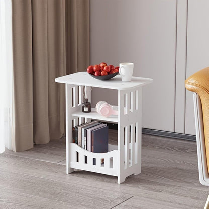 Modern White Nightstand with Storage for Bedroom