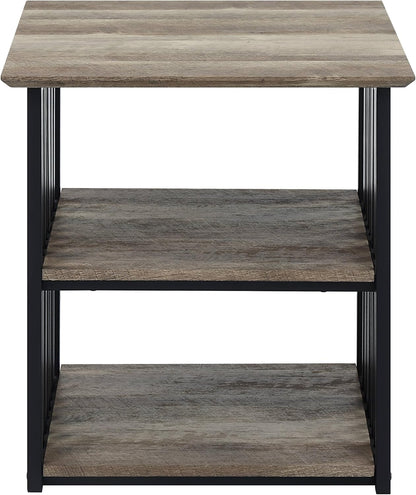 Industrial Nightstand with Open Shelves for Bedroom
