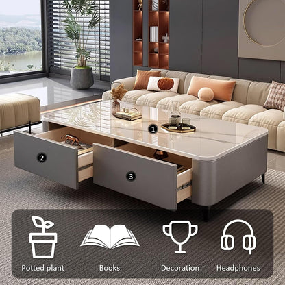Modern Square Nightstand with Storage Drawers