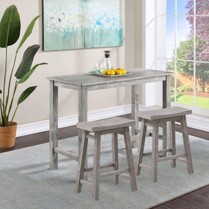 Rustic Wooden Saddle Bar Stool with Footrest